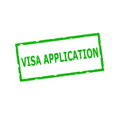 Visa application Green stamp text on Rectangular white background