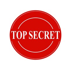 top secret white stamp text on circle on red background