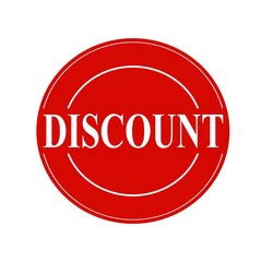 discount white stamp text on circle on red background
