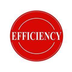 EFFICIENCY white stamp text on circle on red background