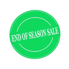 End of season sale white stamp text on circle on green background