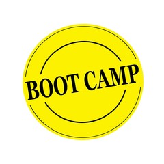 boot camp Black stamp text on circle on yellow background