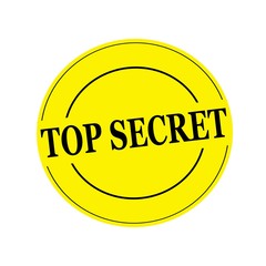 top secret Black stamp text on circle on yellow background