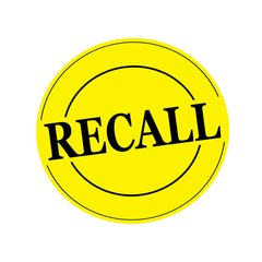 Recall stamp text on circle on yellow background