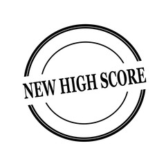 NEW HIGH SCORE black stamp text on circle on white background