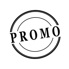 Promo black stamp text on circle on white background