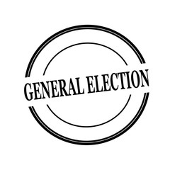 GENERAL ELECTION black stamp text on circle on white background