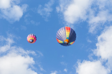 Colorful hot air balloon on blue sky
