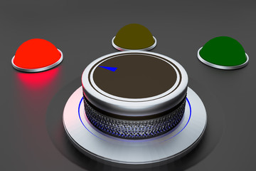 Rotary knob with colored button-display