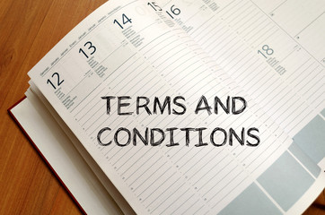 Terms and conditions write on notebook