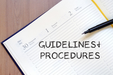 Obraz premium Guidelines and procedures write on notebook