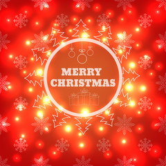 Merry Christmas Typography Greeting Card Design  Vector Illustra