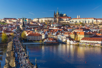 Fototapeta na wymiar Beautiful view on Prague Castle and Charles Bridge, Prague, Czech Republic