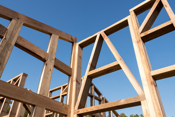 Wooden frame of a new house under construction
