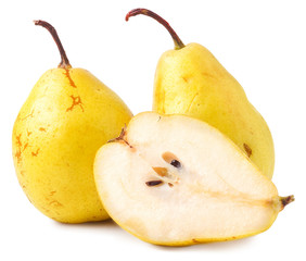 pair of yellow ripe, juicy pears.