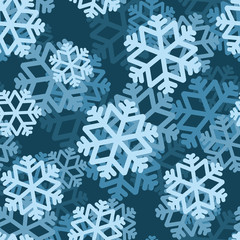 Snowflake seamless pattern. Volumetric snowfall from  Blue Snowf