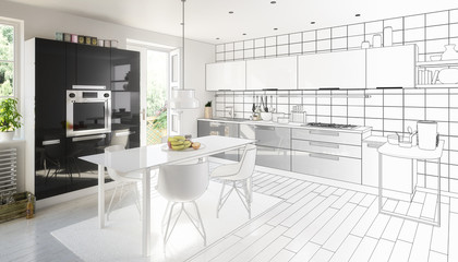 Fototapeta Black & White in the Kitchen (project) obraz