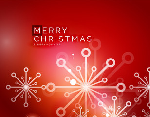 Christmas red abstract background with white transparent snowflakes