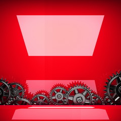 red metal background with cogwheel gears