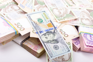 Ukrainian hryvnia and the US dollar.