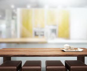 Table Top And Blur Interior of Background