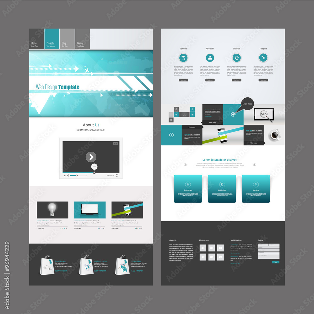 Canvas Prints business one page website design template. vector design.