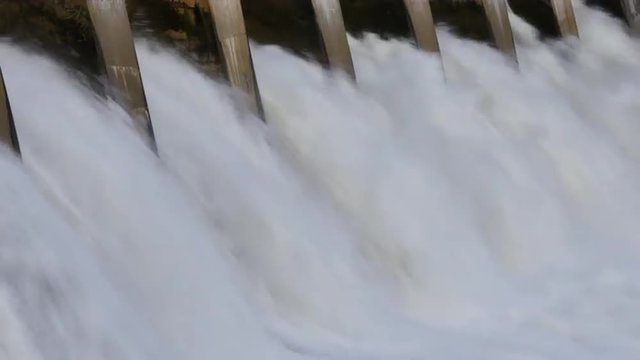 Hydroelectric power dam, close up shot, Kananaskis Dam on the Bow River, Alberta, Canada