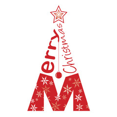 Weihnachtsbaum Wort leuchtender Stern - Hintergrund freigestellt wei&szlig;