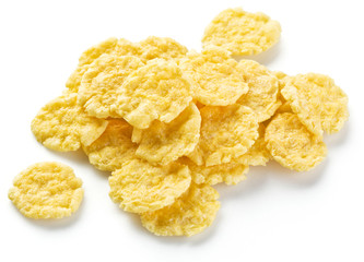 Cornflakes on a white background.