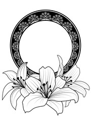 floral frame with lilies