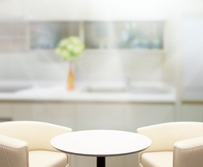 Table Top And Blur Interior of Background