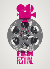 Obraz premium Film festival poster. Retro typographical grunge vector illustration.