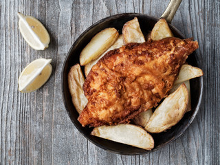 rustic traditional english fish and chips