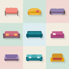 Sofa icons set
