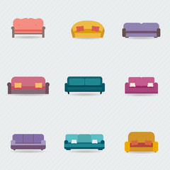 Sofa icons set
