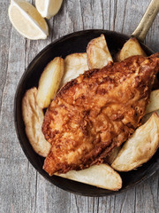 rustic traditional english fish and chips