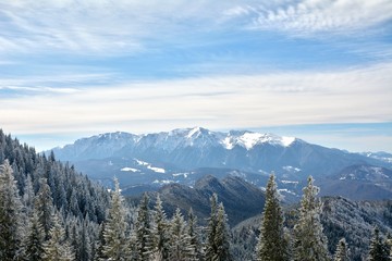 Bucegi Mountains seen from Poiana Brasov, Romania.