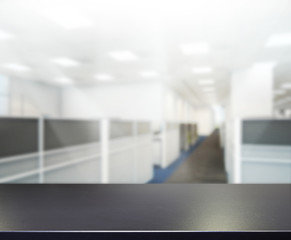 Wood Table Of Blur Background in Office