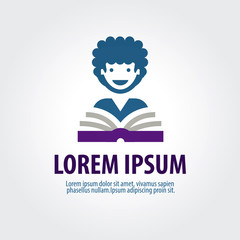 education vector logo design template. book or library icon