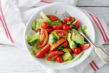 fresh salad with avocado