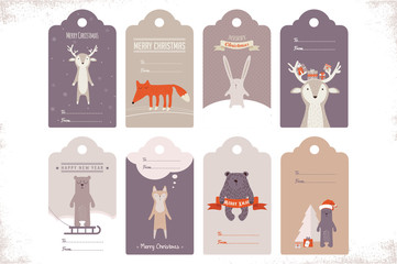 collection of 8 craft christmas gift tags with ccute animals
