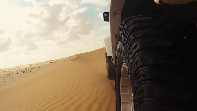 camera car in the sahara desert