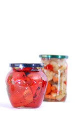homemade marinated paprika in jars
