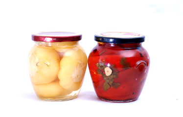 homemade marinated paprika in jars