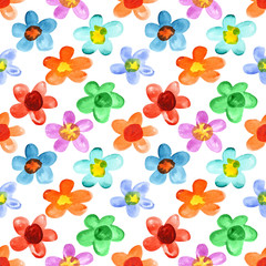 Multicolored watercolor flowers