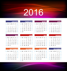 Calendar for new year