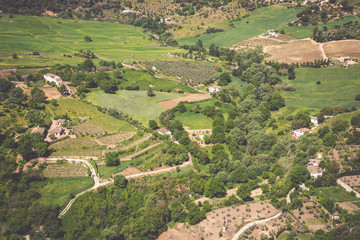 Andalusia landscape, countryside road and rock in Ronda, Spain