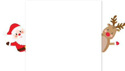 Weihnachtsmann und Rudolf mit Schild