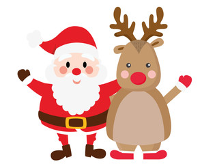 Fototapeta na wymiar Santa und Rudolph Best Friends