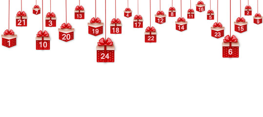 Vektor Adventskalender - hängende Geschenke 